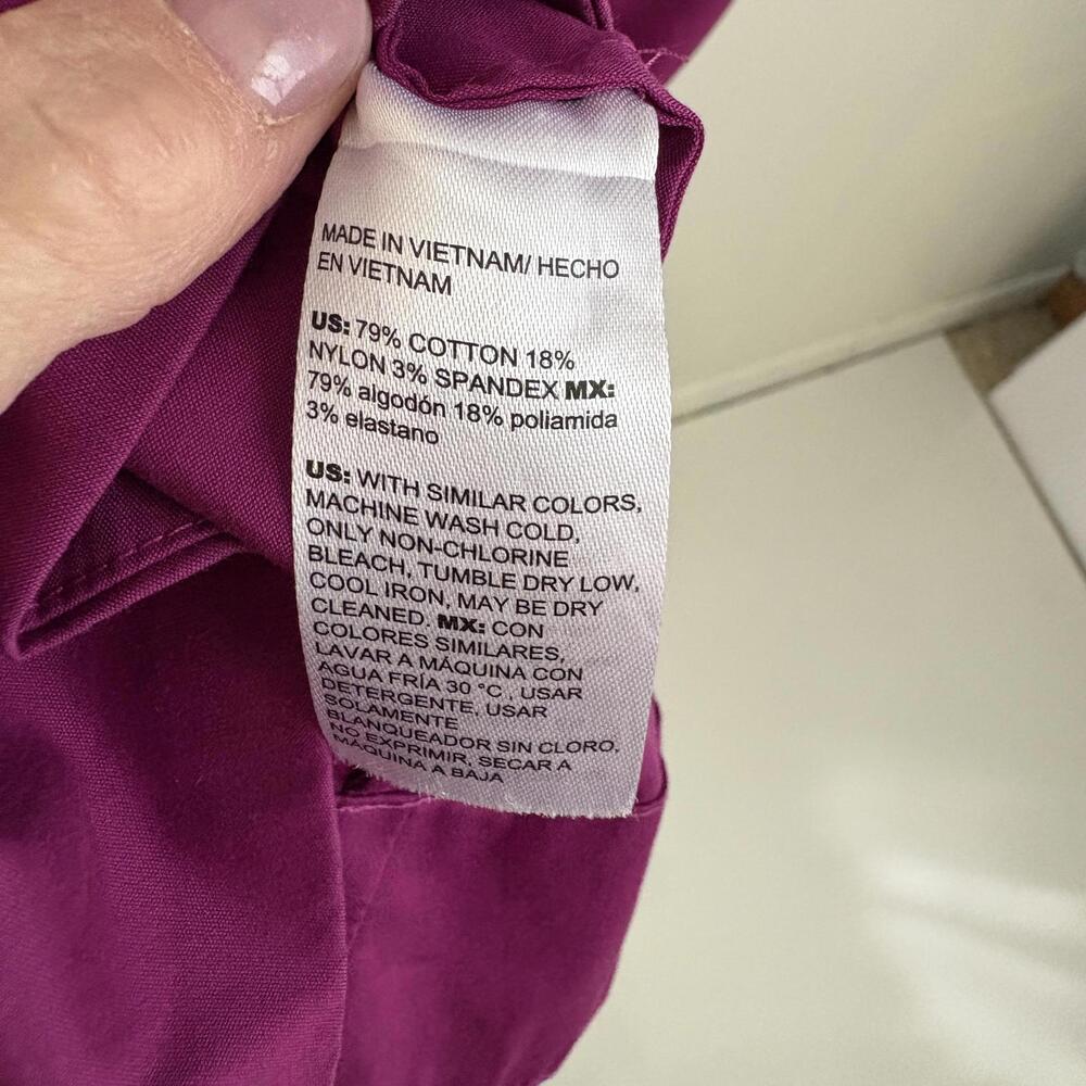 Chico’s | Short Sleeve Collared Purple Fuchsia Shirt Dress Pockets Size 2X - Picture 8 of 8